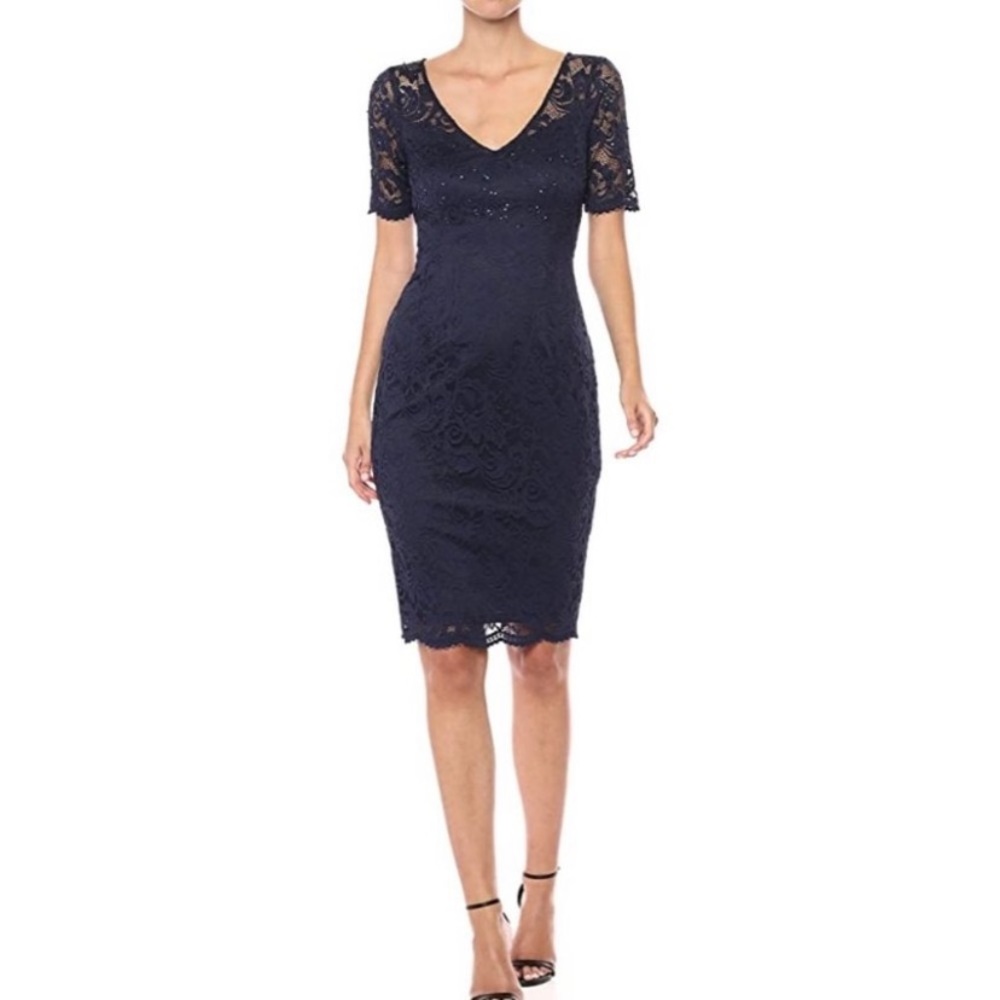 Adrianna Papell Paisley St. Lace Short Sheath Dress